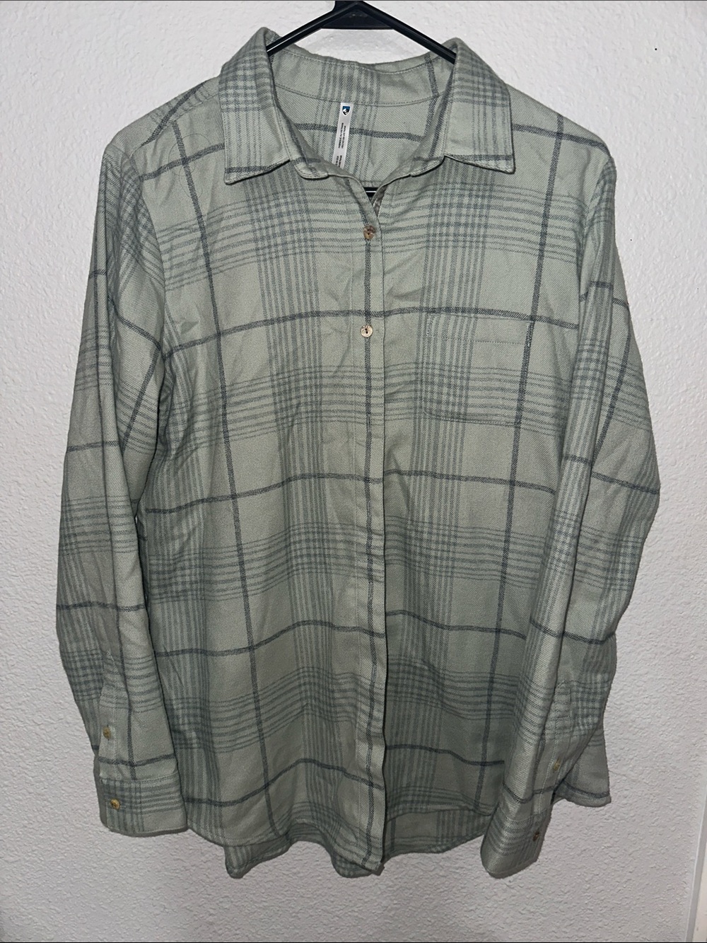 Kuhl Women's Light Green Plaid Button-Down Shirt